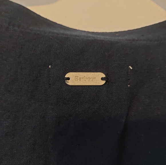 Barbour Linen Cotton Blend Summer Casual Midi Dress Navy Blue Size 8 Buttons - Picture 12 of 14
